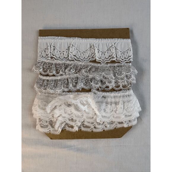 White Ruffled Lace Trim, Decorative, Lot Of Ten, Sewing, Crafting - Picture 4 of 5